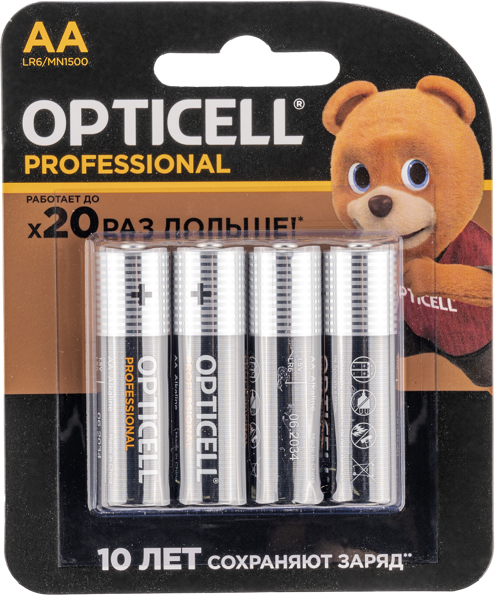 Изображение Батарейка АА ЛР06 1,5 вольт Оптиселл профешнл Оптиселл к/у, 4 шт