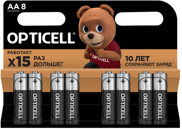 Изображение Батарейка АА ЛР06 1,5 вольт Оптиселл бэйсик Оптиселл к/у, 8 шт