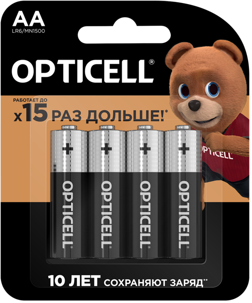 Изображение Батарейка АА ЛР06 1,5 вольт Оптиселл бэйсик Оптиселл к/у, 4 шт