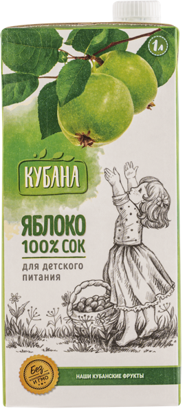 Изображение Сок прямой отжим Кубана яблоко Кубснаб т/п, 1 л