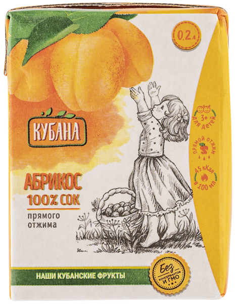 Изображение Сок Кубана абрикос Кубснаб т/п, 0,2 л