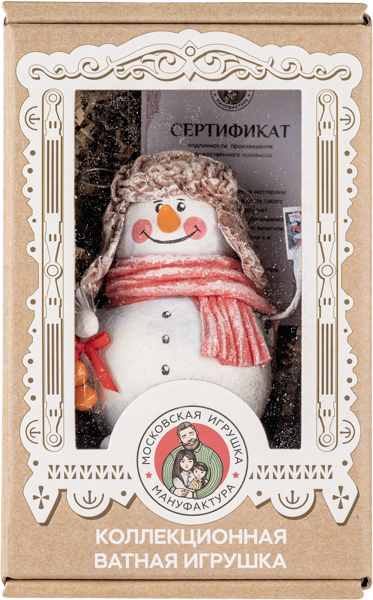Изображение Елочное украшение 12см ватное Московская игрушка Снеговичок в ушанке Московская игрушка к/у, 1 шт