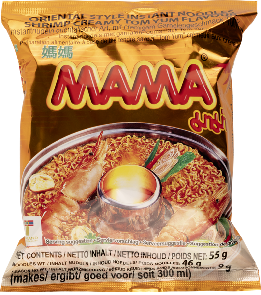 Изображение Лапша быстрого приготовления Мама сливочный Том ям креветки Тай Президент Фудс м/у, 55 г