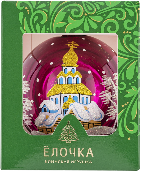 Изображение Шар 5 Теремок стекло Ёлочка С1889 Клинская игрушка к/у, 1 шт