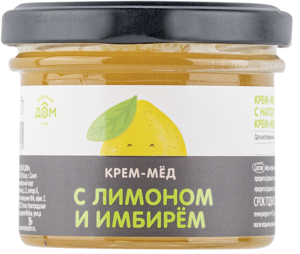 Изображение Крем-мёд цветочный Медовый дом лимон имбирь Медовый дом с/б, 120 г
