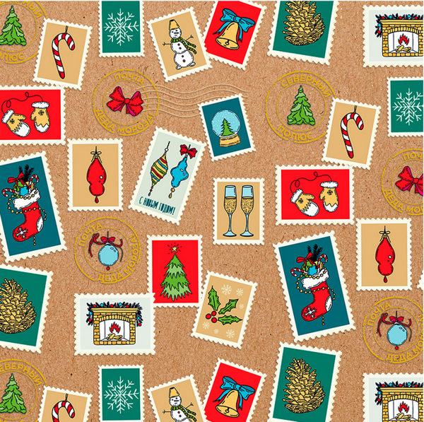 Изображение Бумага 100*70см упаковочная Мэджик Пак цветные марки крафт Феникс-Презент , 1 шт