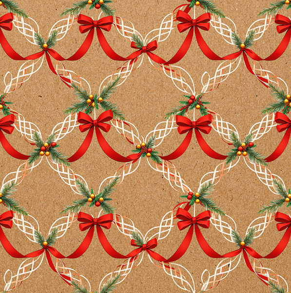 Изображение Бумага 100*70см упаковочная Мэджик Пак банты веточки крафт Феникс-Презент , 1 шт