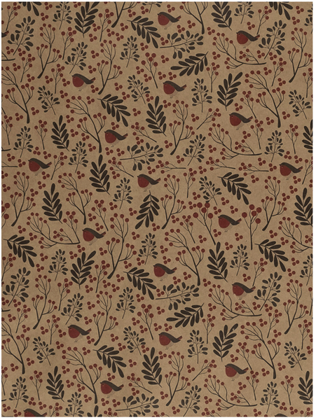 Изображение Бумага 100*70см упаковочная Мэджик Пак снегири рябина крафт Феникс-Презент , 1 шт