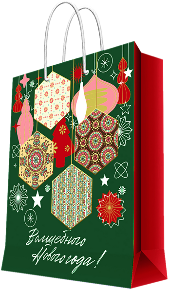 Изображение Пакет 26*32см бумажный Мэджик Пак с НГ цветные узоры Феникс-Презент , 1 шт