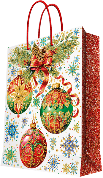 Изображение Пакет 26*32см бумажный Мэджик Пак бант шары бело-красный Феникс-Презент , 1 шт