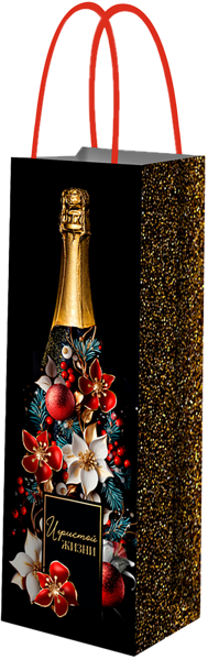 Изображение Пакет 12*36см для бутылок Мэджик Пак бутылка с цветами Феникс-Презент , 1 шт