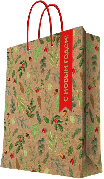 Изображение Пакет 26*33см бумажный Мэджик Пак желуди ветки крафт Феникс-Презент , 1 шт