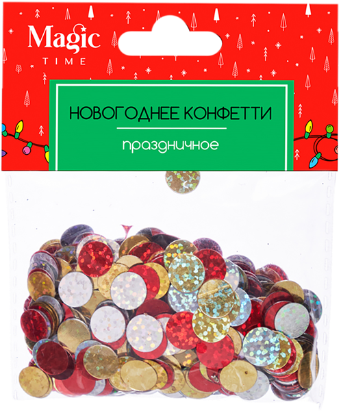 Изображение Конфетти Мэджик Тайм кружочки красно-золотые Феникс-Презент , 15 г