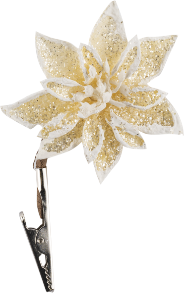 Изображение Цветок 7*10см на клипсе Мэджик Тайм белый с блестками Феникс-Презент , 1 шт