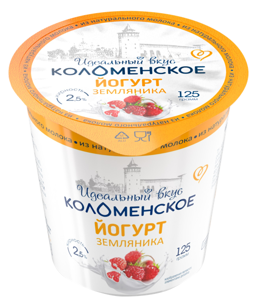Изображение Йогурт 2,5% Коломенское земляника Коломенское п/б, 125 г
