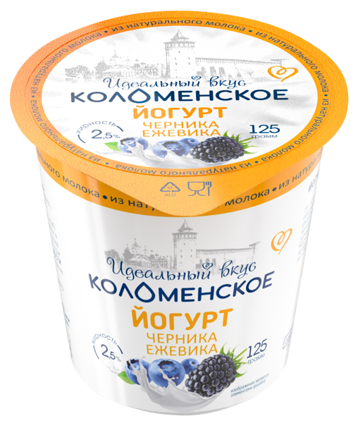 Изображение Йогурт 2,5% Коломенское черника ежевика Коломенское п/б, 125 г