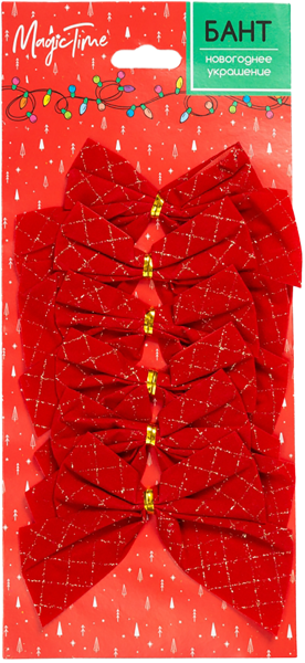 Изображение Бант 8см Мэджик Тайм красный бархатный Феникс-Презент , 6 шт