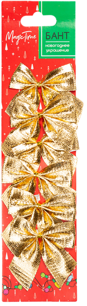 Изображение Бант 5см Мэджик Тайм золотой Феникс-Презент , 6 шт
