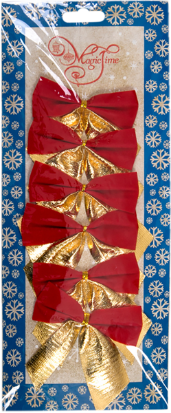 Изображение Бант 8см Мэджик Тайм красно-золотой Феникс-Презент м/у, 6 шт