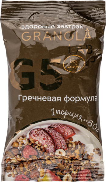 Изображение Гранола без сахара Гранола.Лаб гречневая Гранола.Лаб м/у, 60 г