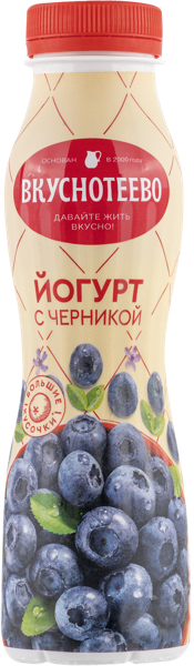 Изображение Йогурт 2% питьевой Вкуснотеево черника Молвест п/б, 280 мл