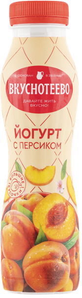 Изображение Йогурт 2% питьевой Вкуснотеево персик Молвест п/б, 280 мл