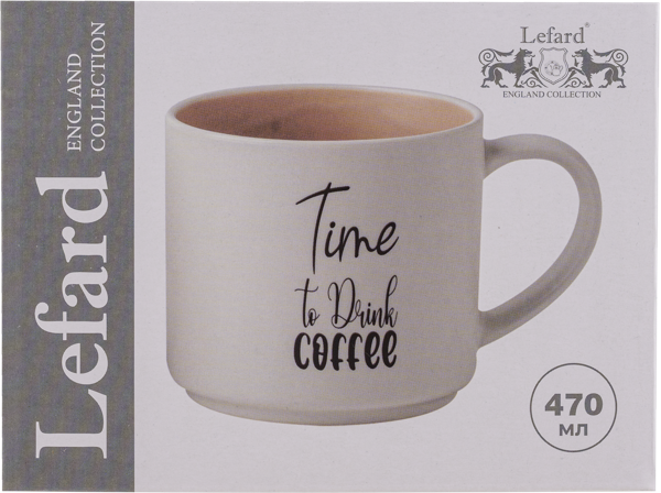 Изображение Кружка 470мл белая Лефард тайм ту дринк кофе Лефард , 1 шт