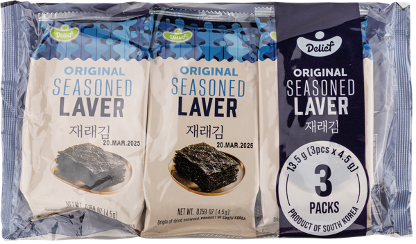 Изображение Морская капуста нори Делиф оригинальная Вусин Трейдинг м/у, 3*4,5 г