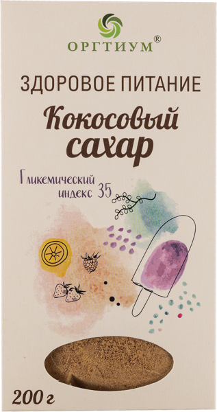Изображение Сахар кокосовый Оргтиум Оргтиум Плюс к/у, 200 г