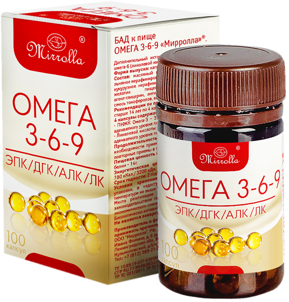 Изображение Комплекс витаминный Миролла омега 3-6-9 Миролла к/у, 100 шт