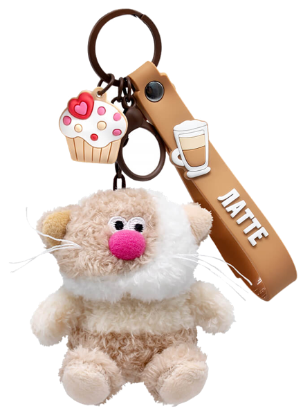 Изображение Брелок для ключей Будибаса кофейные коты латте валентинка Джи энд Би , 1 шт