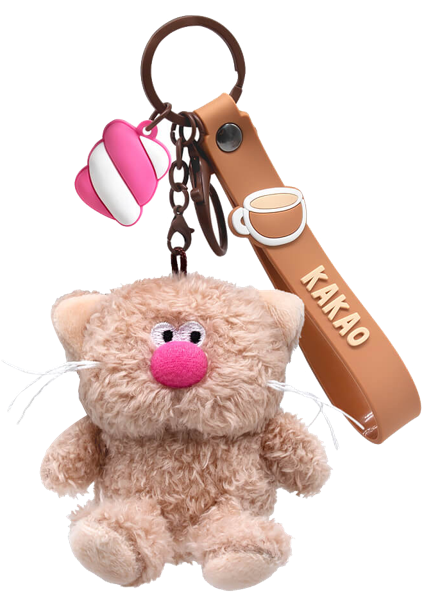 Изображение Брелок для ключей Будибаса кофейные коты какао валентинка Джи энд Би , 1 шт