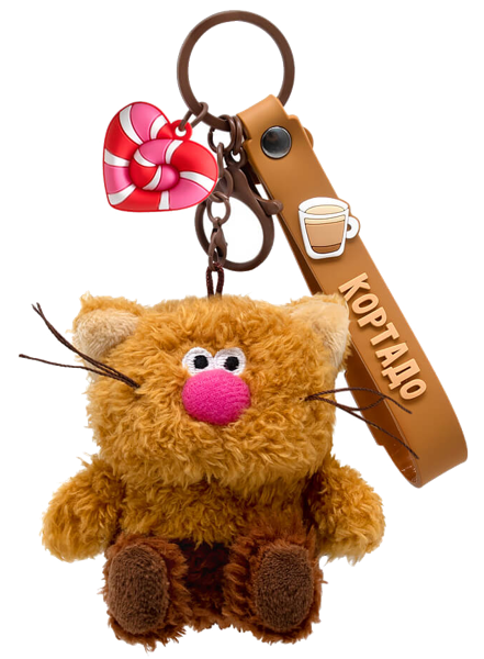 Изображение Брелок для ключей Будибаса кофейные коты кортадо валентинка Джи энд Би , 1 шт