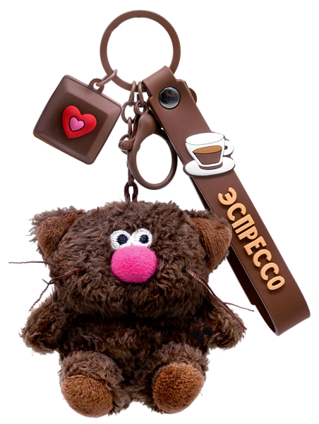 Изображение Брелок для ключей Будибаса кофейные коты эспрессо валентинка Джи энд Би , 1 шт