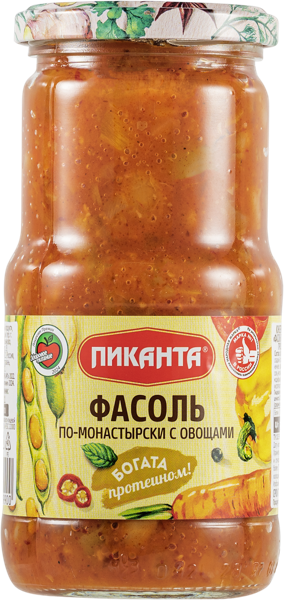 Изображение Фасоль с овощами Пиканта по-монастырски Вкусный продукт с/б, 470 г