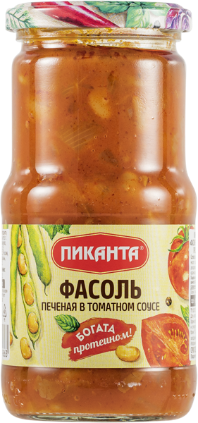 Изображение Фасоль печеная Пиканта в томатном соусе Вкусный продукт с/б, 470 г