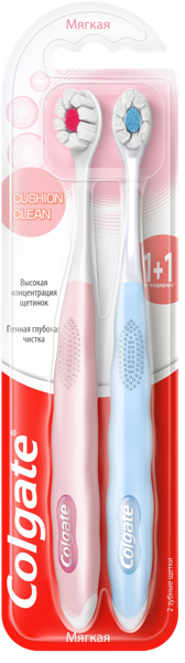 Изображение Зубная щетка мягкая Колгейт кошн клин 1+1 Колгейт Палмолив п/у, 2 шт