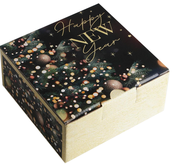 Изображение Коробка 26*26*8см подарочная Дарите счастье новогодний город складная Темп м/у, 1 шт