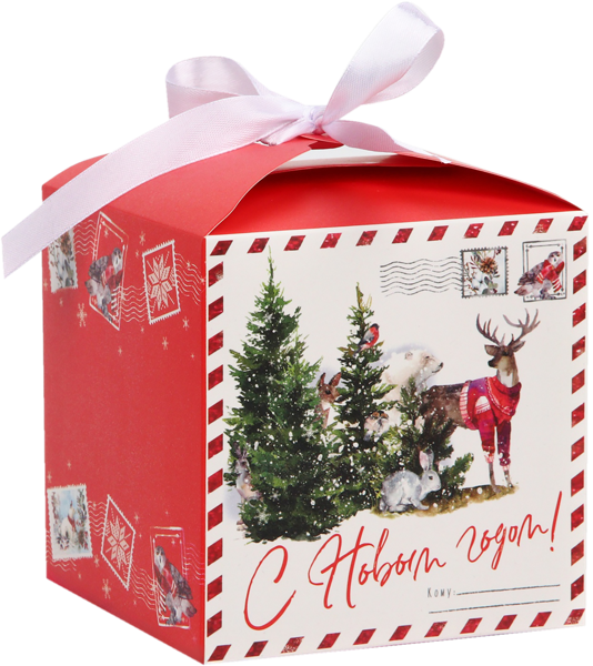 Изображение Коробка 12*12*12см подарочная Дарите счастье с новым годом складная Иу Йоуда Импорт м/у, 1 шт
