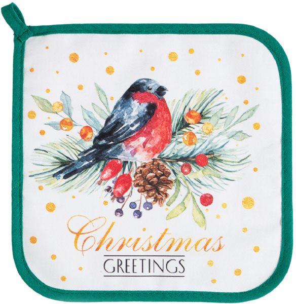 Изображение Прихватка 19*19см для горячего Этель кристмас гритингс белая Иу Йоуда Импорт , 1 шт