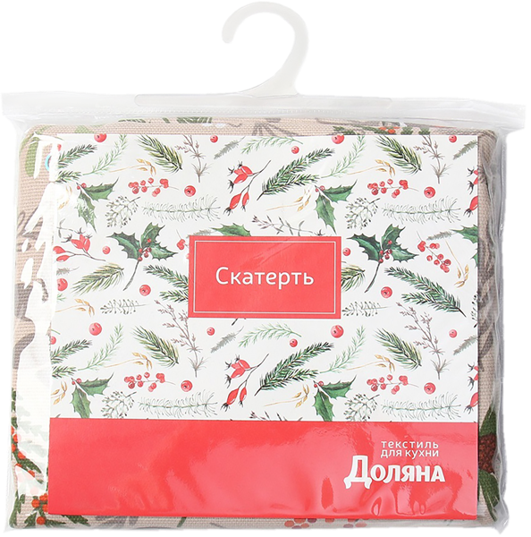 Изображение Скатерть 149*110см Доляна снегири бежевая ИП Симановский Е.А. м/у, 1 шт
