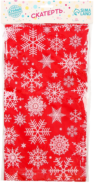 Изображение Скатерть 137*274см пластик Страна Карнавалия снежинки красная Иу Йоуда Импорт м/у, 1 шт