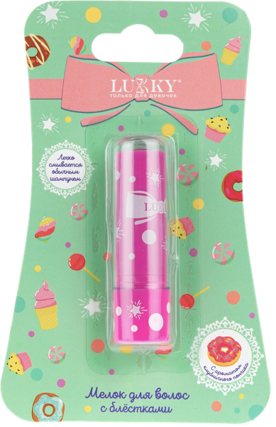 Изображение Мелок для волос детский Лакки пончик розовый 3,4г 1Той к/у, 1 шт