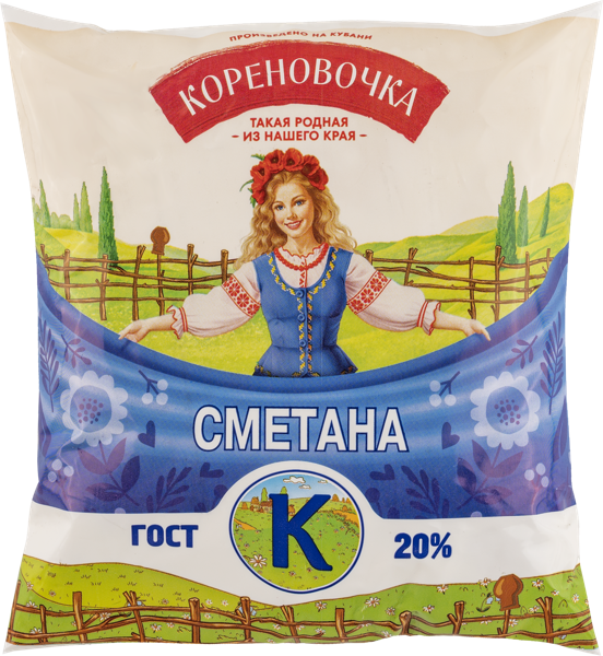 Изображение Сметана 20% Кореновочка Кореновский МКК м/у, 400 г