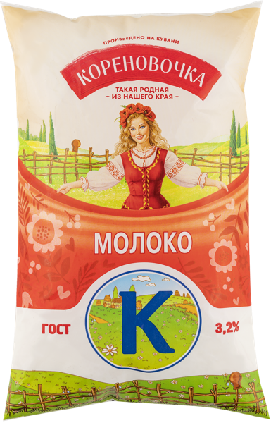 Изображение Молоко 3,2% Кореновочка Кореновский МКК м/у, 875 мл