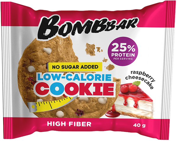 Изображение Печенье протеиновое Бомббар малиновый чизкейк Фитнес Фуд м/у, 40 г