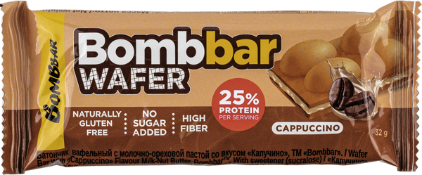 Изображение Вафли протеиновые Бомббар капучино Фитнес Фуд м/у, 32 г