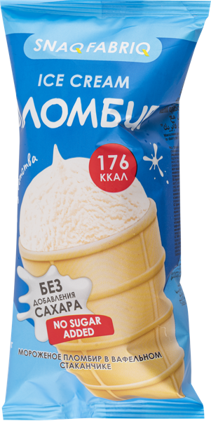 Изображение Мороженое без сахара Снэк фабрик пломбир в ваф. стакан. Фитнес Фуд м/у, 80 г