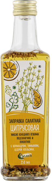 Изображение Масло подсолнечное кунжутное Валиса цитрусовая Росинка с/б, 250 мл