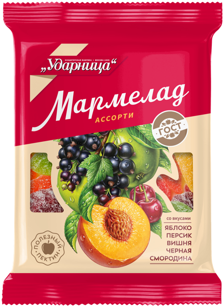 Изображение Мармелад Ударница яблоко персик вишня Ударница м/у, 275 г